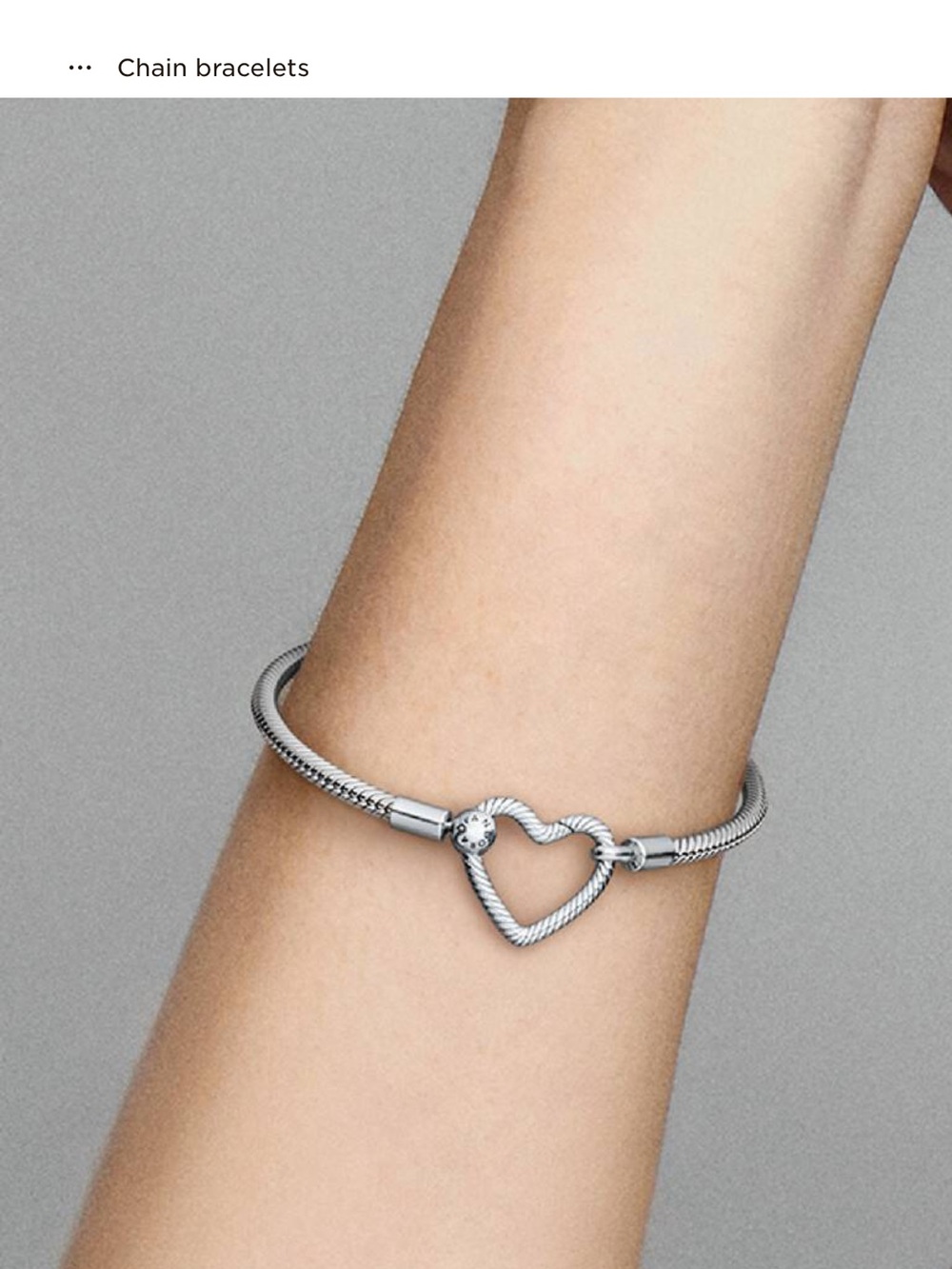 Sterling Silver Heart Charm Chain Bracelet - Silver